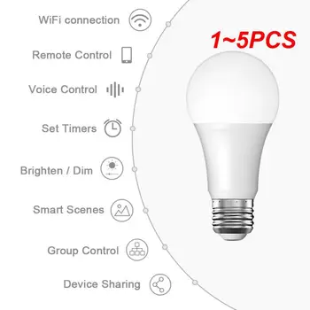 1 ~ 5ШТ Light Tuya Led Голосовое Управление Wifi Умный Пульт Дистанционного Управления От Alexa Google Home Лампа Холодного Белого Цвета Электрическая Лампочка