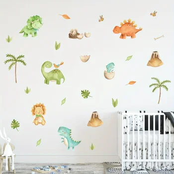 1 шт. Мультяшный милый динозавр Лев Кокосовая пальма, наклейки на стены эпохи динозавров для детской комнаты, гостиной, украшения детской, наклейки на стены
