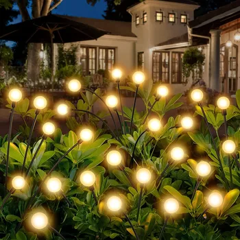 10 pack Solar Garden Lights100 LED Firefly Lights Солнечные Наружные Водонепроницаемые Солнечные Фонари С Высокой Гибкостью, Качающийся Ландшафтный Газон