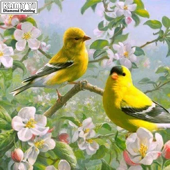 100% Полная картина 5D Diy Daimond Желтые Птицы 3D Алмазная живопись, полная стразов, Алмазная живопись, украшения для вышивки