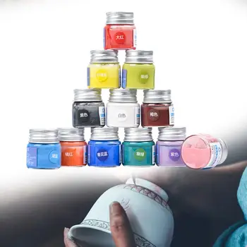 12 Цветов Керамический подглазурный цветной рисунок Аксессуары для поделок Яркие цвета Набор пигментов для рисования Инструменты для гончарного искусства