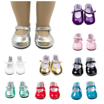 18-дюймовая обувь для девочек-кукол, туфли для принцессы из искусственной кожи с круглым носком, американская обувь для новорожденных, детские игрушки, подходящие для кукол 43 см