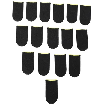 18-контактные накладки для пальцев из углеродного волокна для мобильных игр PUBG, накладки для пальцев для экрана, черно-желтые (16 шт.)