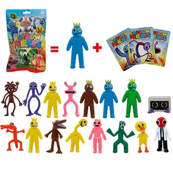 2 шт. Игровая фигурка Rainbow Friends Случайная отправка + 3 шт. Карточек Фиолетовый Синий Розовый Монстр Rainbow Friend Слепая игрушка