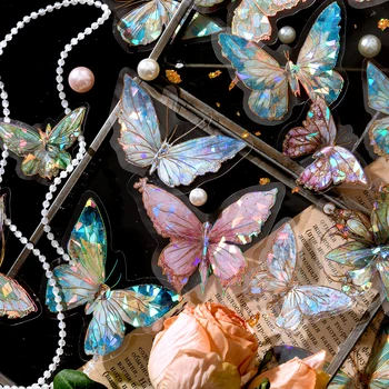 20 шт Наклейки Boundless Butterfly Spectrum Deco Стереоскопические наклейки для лазерного бронзирования Эстетические Аксессуары для ведения журнала