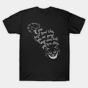 2021 Мужская / женская летняя Черная уличная мода в стиле хип-хоп, футболка с Чеширским котом, Хлопковые футболки, топы с коротким рукавом