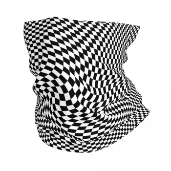 2023 Абстрактная 3D клетчатая Черно-белая геометрическая бандана, мерч, шейный платок, шарф с принтом, многофункциональные балаклавы для велоспорта