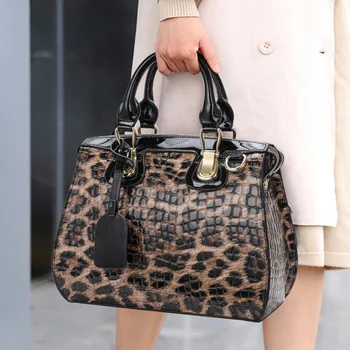 2024 Модные Леопардовые Женские сумки Европейского дизайнера из коровьей натуральной кожи Сумки через плечо Женский бренд класса Люкс Crossbody Boston Bag