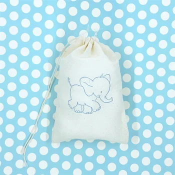 20шт Сумки Для Подарков Со Слонами Safari Baby Shower Party Bag Zoo Goodie Bag Подарочные Пакеты Сумка Для Конфет Ткань Муслиновое Мыло Animal Them