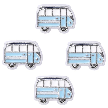 20шт металлических маленьких синих подвесок для школьного автобуса с плавающей поверхностью для женщин, ожерелья с медальонами на память, аксессуары для изготовления ювелирных изделий
