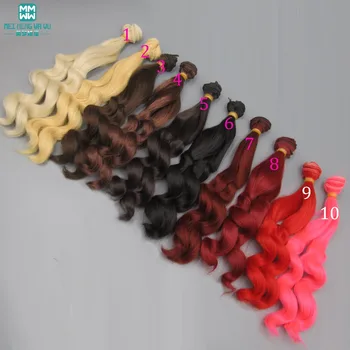 25 см x 100 см кукольный парик подходит для 1/3 1/4 1/6 куклы BJD DIY волосы коричневые льняные кофейно-черные коричневые натуральные кудри Крупной волны