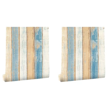 2X, 6M Виниловая 3D бумага с древесным зерном в средиземноморском стиле, Самоклеящиеся обои, Мебельные наклейки на стены