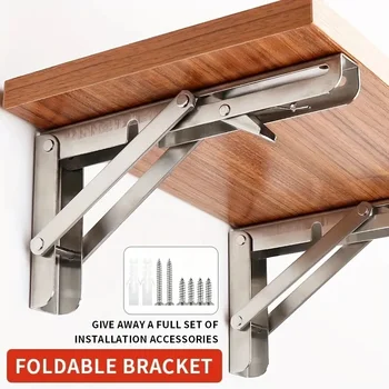 2ШТ, Длина 200-500 мм Треугольный Складной Угловой Кронштейн Регулируемый Настенный Прочный Несущий Кронштейн Для Полки DIY Home Table Bench