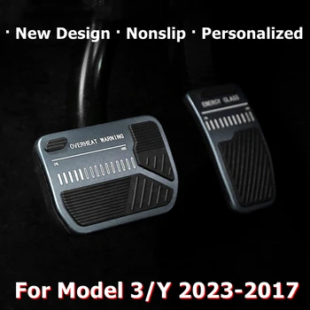 2ШТ Новый Дизайн для Модели 3 Model Y Tesla Комплект Накладок для Ножной Педали Из Сплава Silcone Нескользящие Педали Тормоза и Акселератора