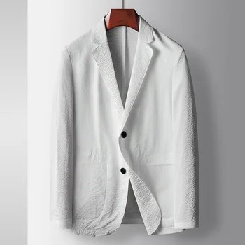 3368-R-Мужской костюм на заказ с короткими рукавами и V-образным вырезом, белый облегающий костюм на заказ
