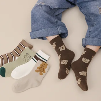 5 Пар детских носков для девочек и мальчиков хлопчатобумажные трикотажные спортивные носки Four Seasons New Kids Tube Socks