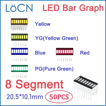 50шт светодиодный дисплей Bargraph Light 8 сегментный КРАСНЫЙ СИНИЙ ЖЕЛТЫЙ ЧИСТЫЙ ЗЕЛЕНЫЙ одноцветный цифровой ламповый модуль DIY модуль Ультра яркий