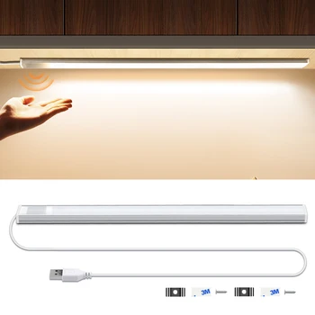 5V COB Светодиодная лампа для шкафа с регулируемой яркостью USB Датчик ручной развертки Светодиодная лампа для кухонного шкафа Luces Освещение 30 см 40 см 50 см Luminaria
