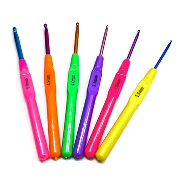 6шт Многоцветная пластиковая ручка Алюминиевые крючки для вязания крючком Вязаные спицы Плетение ремесло