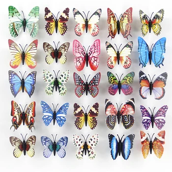 8 см светящаяся бабочка для детской гостиной, украшение для штор, флуоресцентные наклейки с бабочками (12 упаковок)