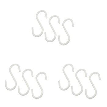 9 шт. белых пластиковых S-образных подвесных крючков, вешалок для шарфов и одежды