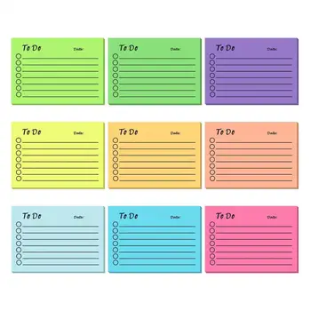 9шт Планирование Липких Заметок Флуоресцентного Цвета Супер Липкий Офисный Блокнот для Красочной Организации