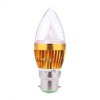 B22 Светодиодная лампа мощностью 3 Вт, Свеча, Люстра, прожектор, лампа высокой мощности переменного тока 85-265 В, Цвет лампочки