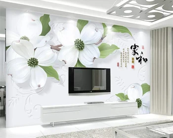Beibehang Пользовательские обои 3D стерео белые цветы цветочный ТВ фон стены домашнее украшение гостиной спальни 3d обои