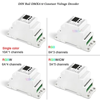 Bincolor 1 ~ 5 Канальный DIN-рейка Постоянного Напряжения DMX512 Декодер 12V-24V DMX512/1990 PWM RJ45 Одноцветный/RGB/RGBW/RGBCW Светодиодный Контроллер