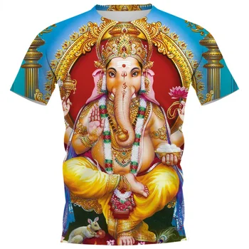 CLOOCL Мужская футболка Индийский Бог Ганеша Женская Рубашка С 3D Принтом, Короткий Рукав, Круглый Вырез, Футболки Унисекс, Уличная Одежда, Модный Пуловер, Топы