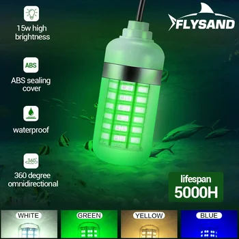FLYSAND Ультраяркая Подводная Лампа 12V 15W 108 Светодиодов Night Fishing Light IP68 Водонепроницаемый Глубоководный Рыболокатор Лампа Лодочные Фонари