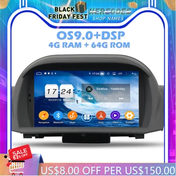 IPS DSP Android 10,0 4 ГБ ОЗУ 64 ГБ ПЗУ Автомобильный DVD-плеер Wifi 4G Bluetooth RDS РАДИО GPS Карта Для Ford Fiesta 2013 2014 2015 2016