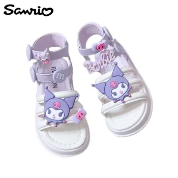 Kuromi New Sanrio анимационная периферия, детские сандалии с милым рисунком каваи, креативная детская обувь оптом