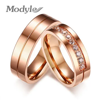 LETAPI Новые модные обручальные кольца, ювелирные изделия для женщин, мужчины любят Розовое золото, Нержавеющая сталь, CZ, кольцо-обещание
