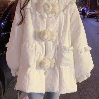 LKSK Пальто, женские осенне-зимние теплые парки, женская милая куртка Оверсайз, Женские Корейские модные однобортные пальто