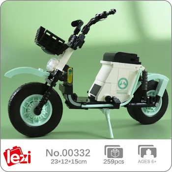 Lezi 00332 Vehicle World Общий электрический велосипед Велосипед Зеленая модель мотоцикла Мини-блоки Кирпичи Строительная игрушка для детей Без коробки