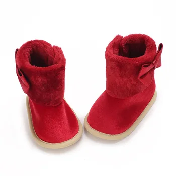 Louatui, ботильоны для новорожденных девочек, зимние ботинки с бантом, теплая детская обувь для прогулок для малышей