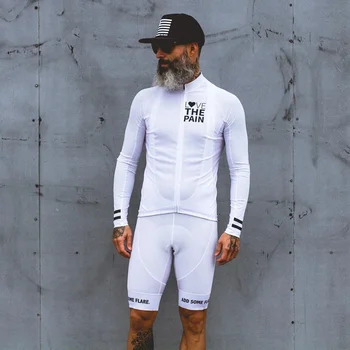Love The Pain Белый Велосипедный Трикотажный костюм Usa Ciclismo Team Clothing 2022 Мужская Рубашка С Длинным Рукавом Нагрудник Шорты Дорожный Велосипед Tri Suit Mtb