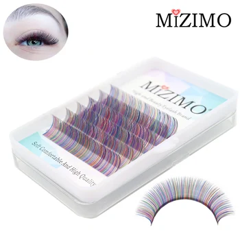 MIZIMO Бесплатная доставка Новый Цвет прививки ресниц 0.07/0.1 мм C/D 8-17 мм Зеленый Искусственный Норковый Волос Характер Наращивания Ресниц