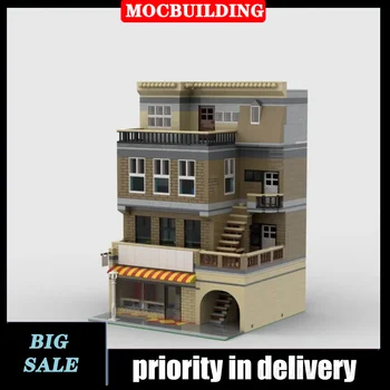 MOC City Architecture Street View, модульные модели для еды на вынос и квартир, сборка строительных блоков, серия игрушек и подарков
