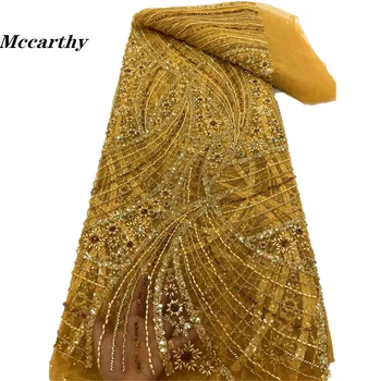 Mccarthy 2024, высококачественная Французская вышивка бисером, Африканское кружево, Нигерийское Французское тюлевое кружево с блестками, ткань для свадебного платья