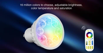 MiLight AC86-265V 4 Вт Светодиодная Лампа GU10 С Регулируемой Яркостью Светодиодная Лампа RGB + Теплый белый + Белый (RGB + CCT) Прожектор Для Внутренней Гостиной