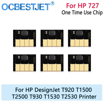 OCBESTJET Для Чипа Картриджа HP 727 300 МЛ Для HP Designjet T920 T930 T1500 T1530 T2500 T2530 Принтер 6 Цветов Одноразовый Чип