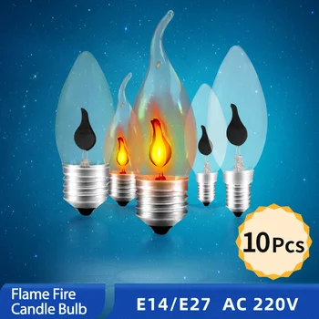 OK-B 10 шт./лот Flame Flicke Fire Candle Light E27 E14 Светодиодная лампа Эдисона Переменного тока 220 В Винтажное Освещение Теплая Белая Светодиодная Лампа накаливания
