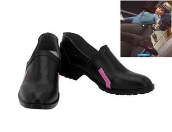 OW DVA Shoes Косплей Overwatchs DVA Policewoman Кожа Косплей Обувь Черные Сапоги На Заказ Любого Размера