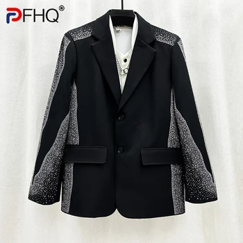 PFHQ Пиджаки с бриллиантами, мужская мода, Однобортная одежда, Крутое творчество, индивидуальность, Блейзеры высокого качества для отдыха 21Z1852