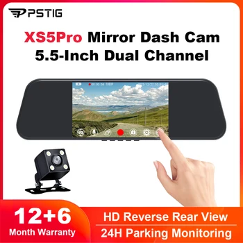 PSTIG XS5Pro Автомобильная Камера Рекордер Зеркало Заднего Вида Новый 5,5-Дюймовый Full HD 1080P 64G Регистратор Автомобильный Видеорегистратор Видео С Двойным Объективом Сенсорный Экран