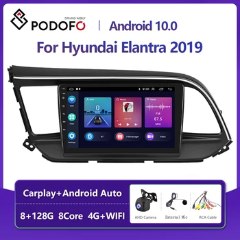 Podofo 2 Din Android 10 Автомобильный Радиоприемник Multimidia Видеоплеер Для Hyundai Elantra 2019 GPS Навигация 2din Carplay Авто Стерео
