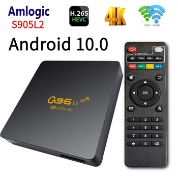 Q96 L1 Smart tv box Android 10 Amlogic S905 L2 четырехъядерный 5G Wi-Fi 4K UHD H.265 ip tv испанский мультимедийный плеер tv box