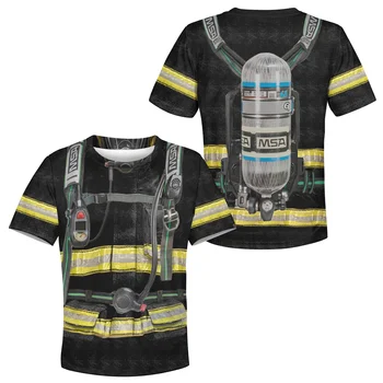 SW 2023 Летние крутые 3D футболки для мужчин, крутая форма пожарного, одежда оверсайз из полиэстера с короткими рукавами и круглым вырезом, забавные топы